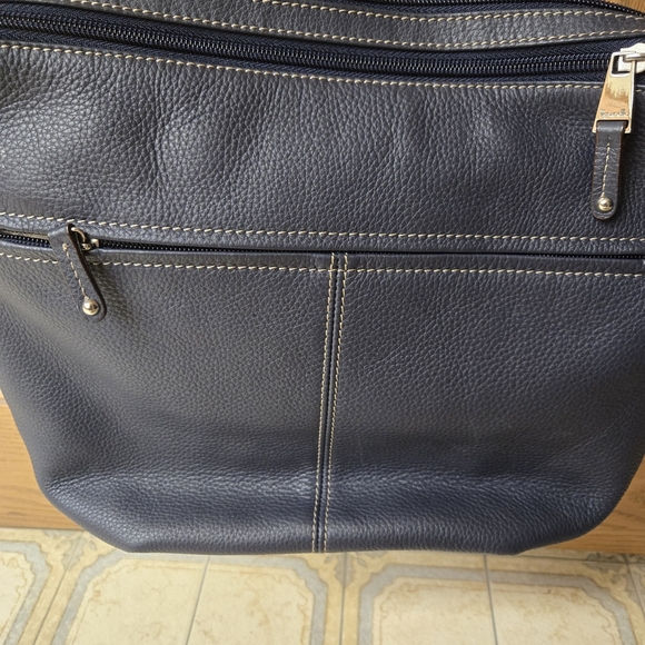 Tignanello Blue Silver Crossbody Bag with Structured Finish - Picture 3 of 8